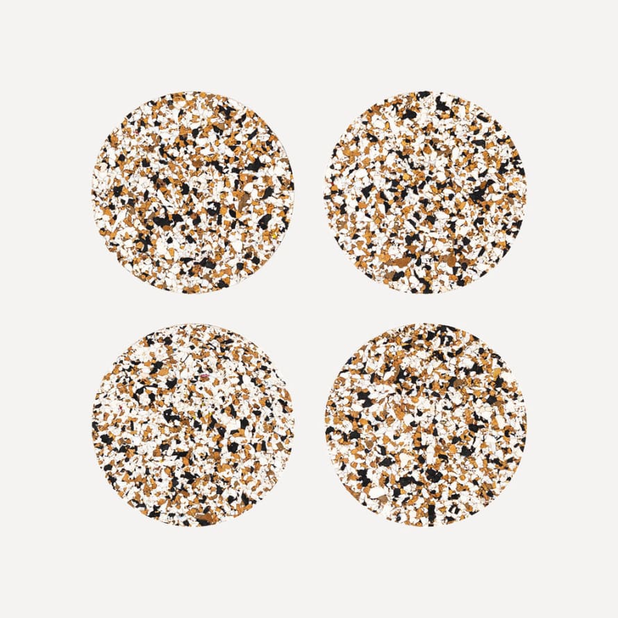 Yod & Co. Speckled Round Cork Coasters - Set of 4 - Black