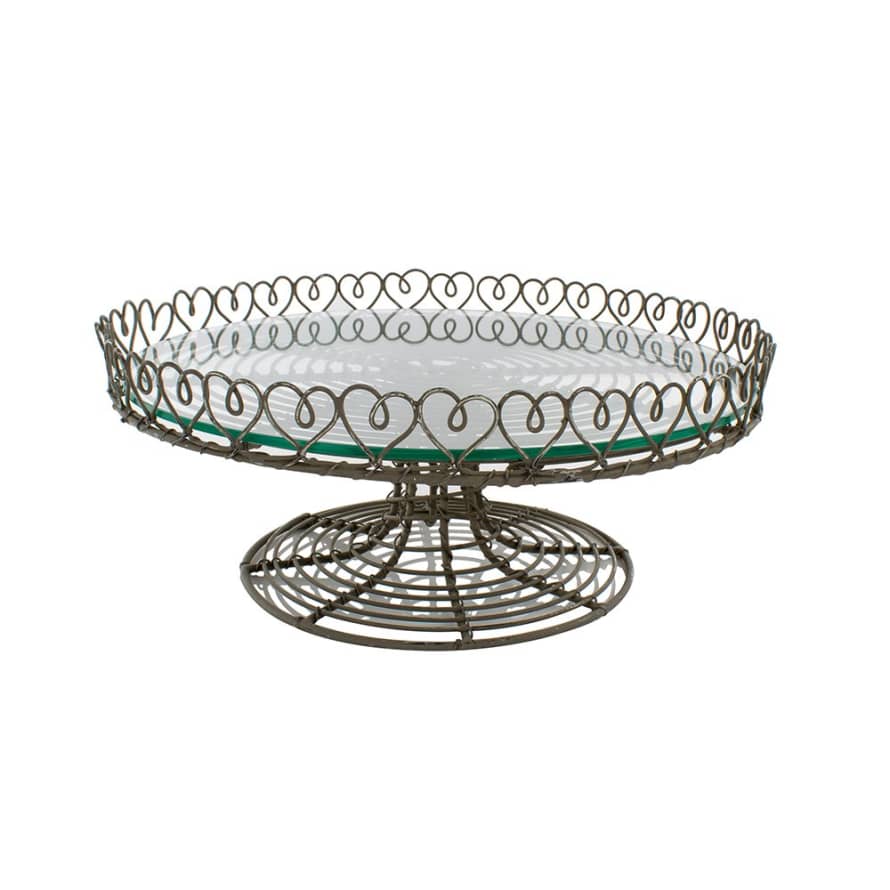 Wire Ware Cake Stand with Glass Plate 