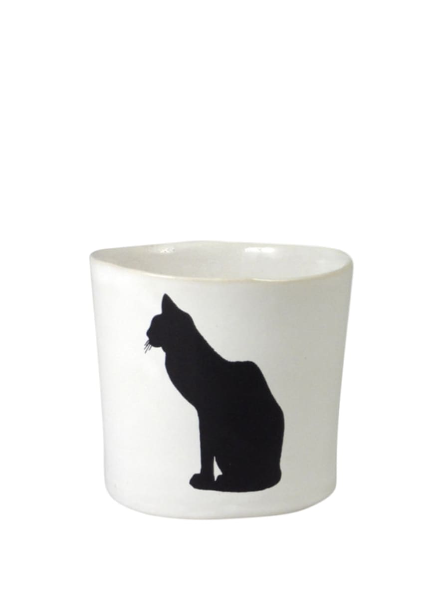 Kuhn Keramik Big Black Cat Coffee Beaker In White