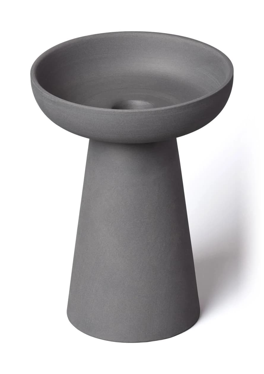 Aery Porcini Large Candle Holder in Charcoal Matt Clay 