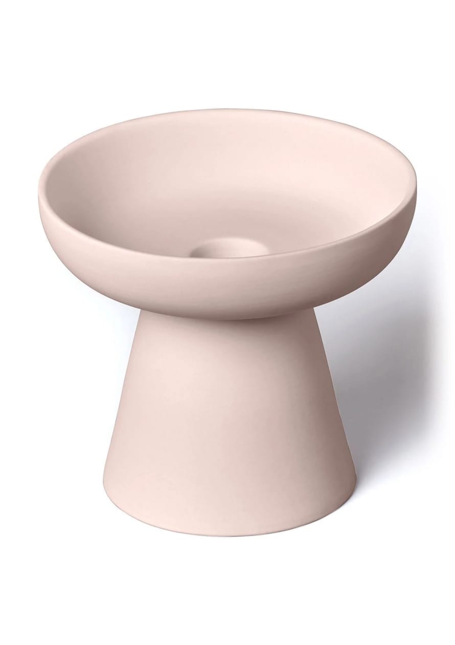 Aery Porcini Small Candle Holder In Soft Pink Matt Clay