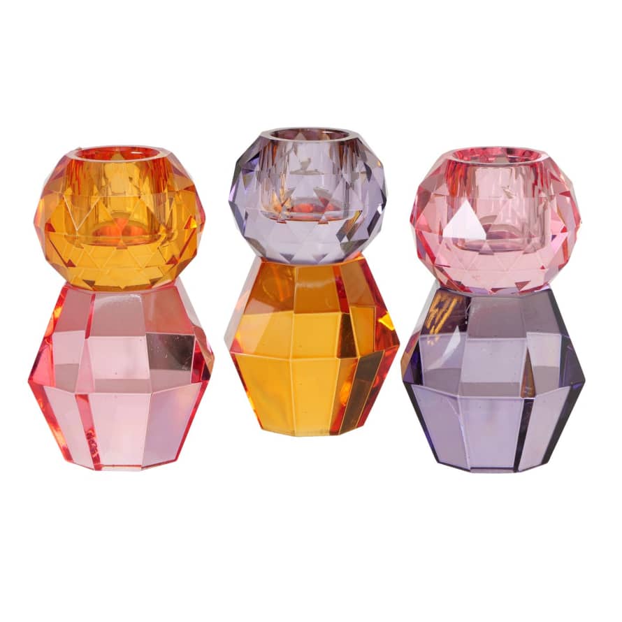 &Quirky Kolloni Colour Pop Glass Candle Holder : Orange, Purple or Pink