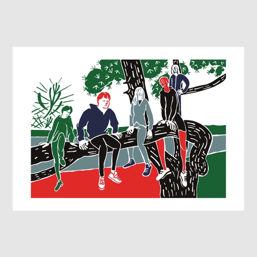 David Yerga  Jóvenes en un Árbol (Kids on a tree) Digital Print A4