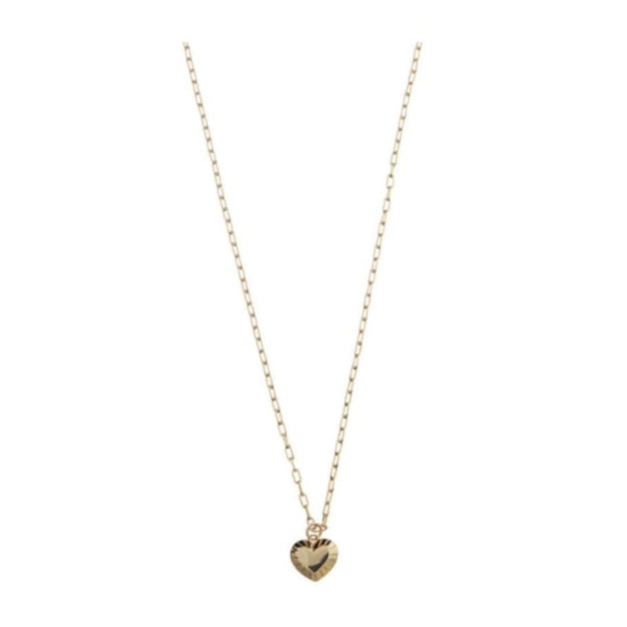 Orelia Etched Heart Charm Necklace - Gold
