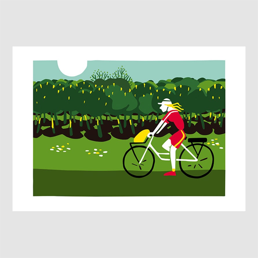 David Yerga  La Ciclista en Primavera The Cyclist in Spring Digital Print 50 x 70cm
