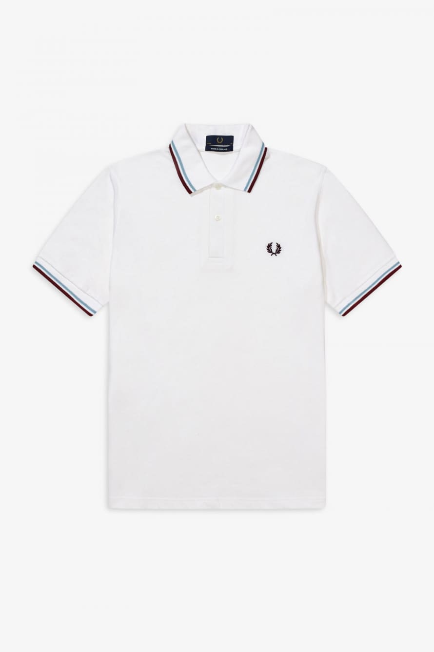 Fred Perry Fred Perry Reissues Original Twin Tipped Polo White Ice Maroon