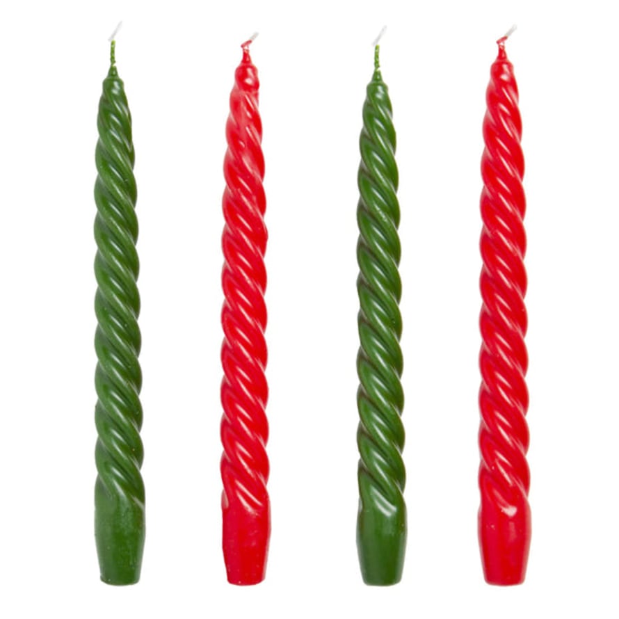 Talking Tables Boho Spiral Dinner Candles Red/green 4pk
