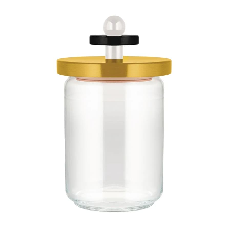 Alessi 100cl Storage Jar with Yellow Beech Wood Hermetic Lid