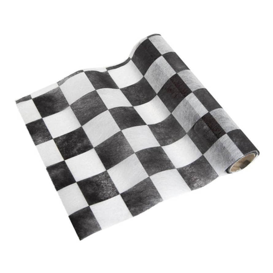 Talking Tables - Black And White Checker Fabric Table Runner - 4m