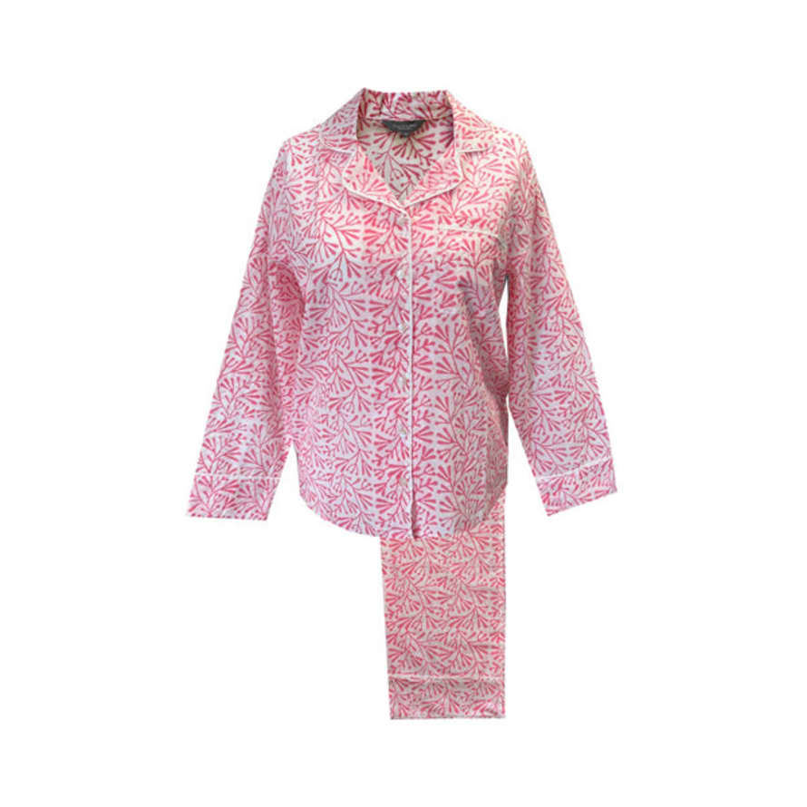 Lime Tree Design Bud Pink Cotton Block Printed Pyjamas 