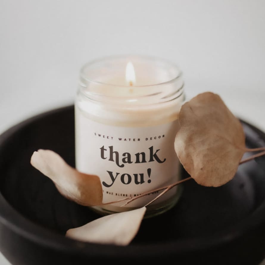 Persora Thank You! Soy Candle - Clear Jar - Ecru, Neutral - 9 Oz
