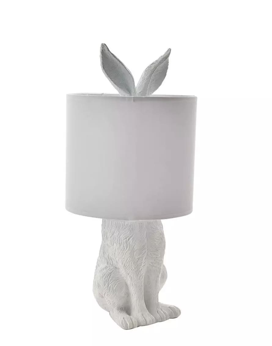 white hiding rabbit lamp