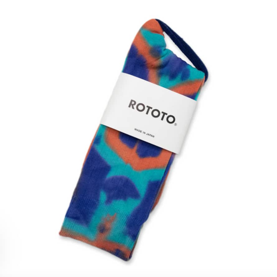RoToTo Navy Tie Dye Formal Crew Socks - Blue & Orange