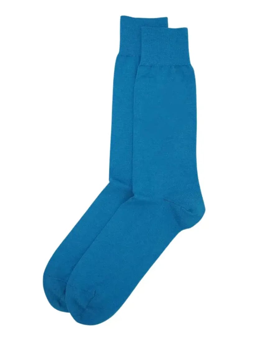 Peper Harow Classic Plain Cotton Socks - Blue