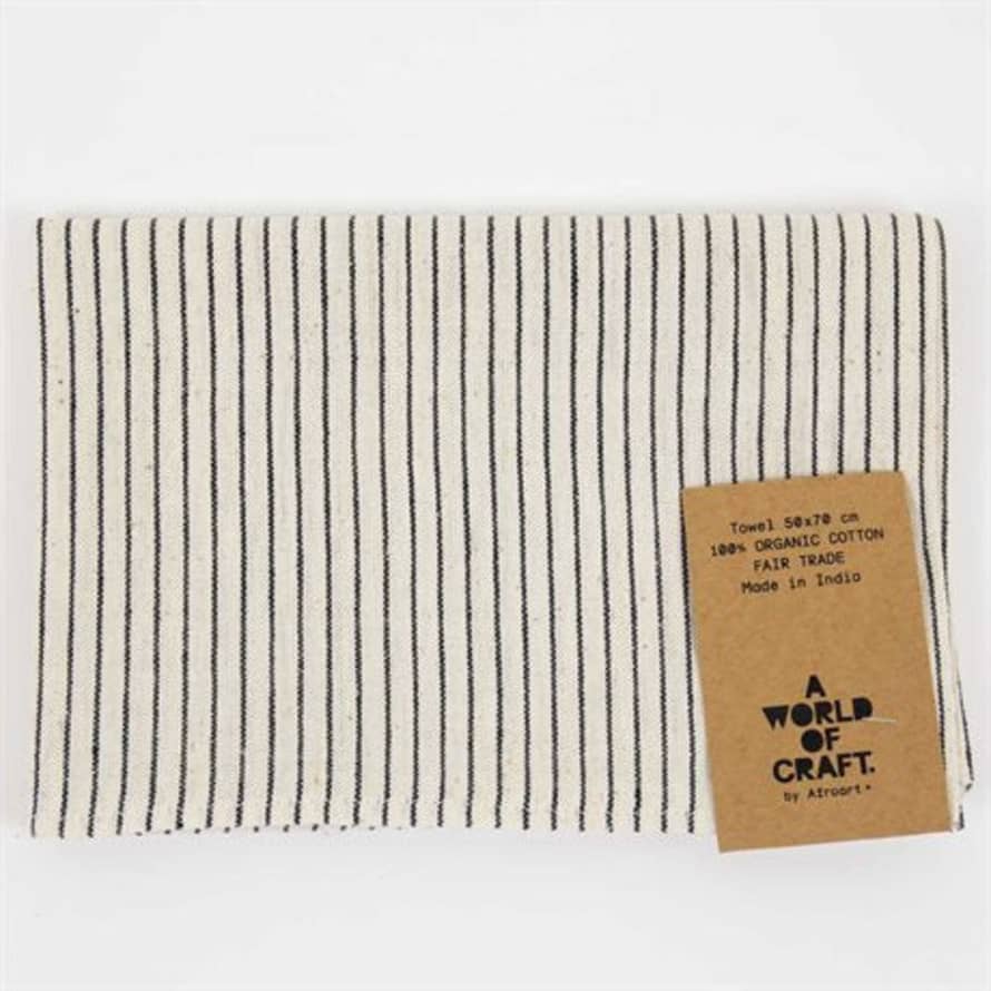 Afroart Eco Thinstripe Towel 50x70 | Black + White