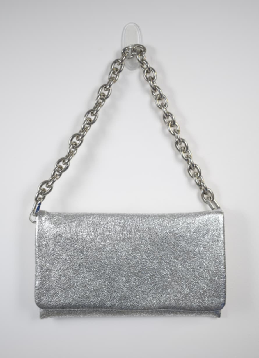 Abro Leather Clutch Silver