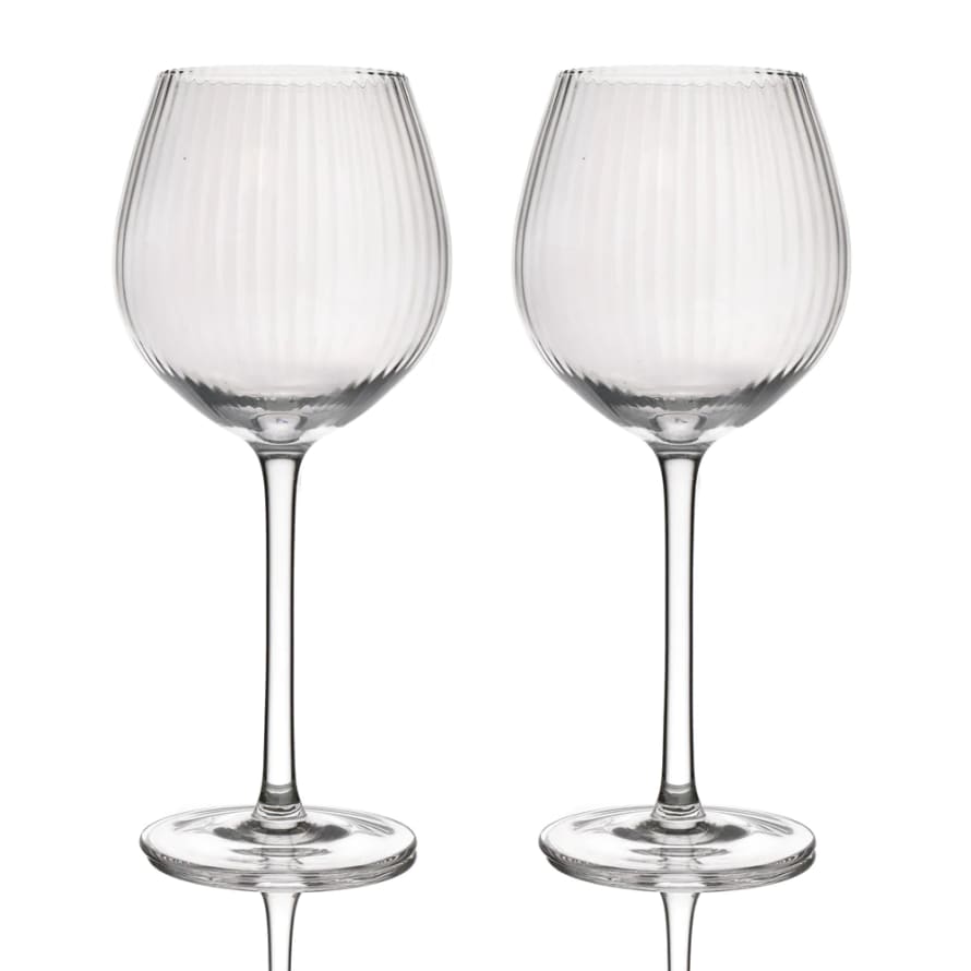 Lifetime Brands BarCraft Set of 2 Handmade Ribbed Gin Glasses in Gift Box