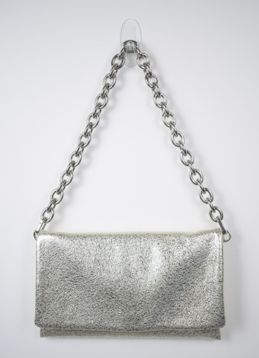 Abro Leather Clutch White Gold