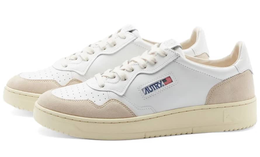 Autry 01 Low Leather And Suede Sneaker White & White