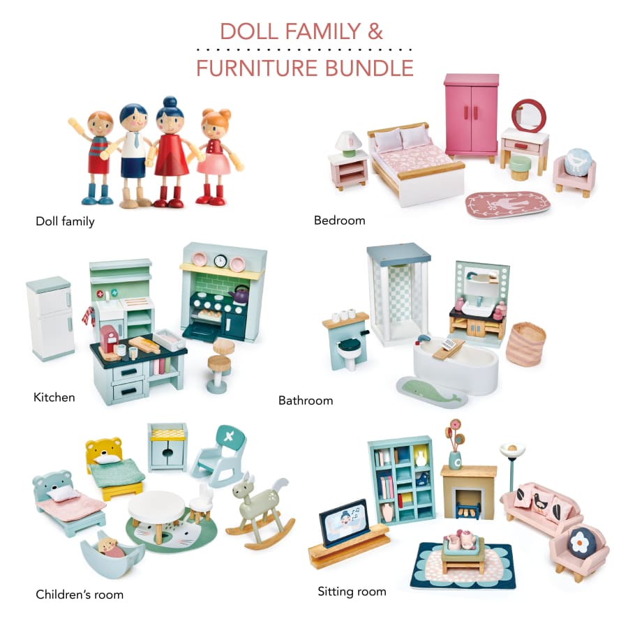 Tender Leaf Toys Doll Family & Furniture Bundle