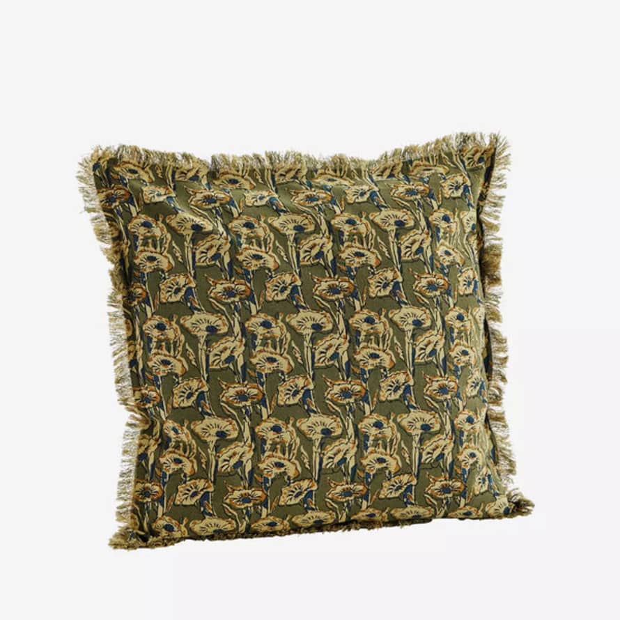 Madam Stoltz 50 x 50cm Printed Cushion Cover with Fringes