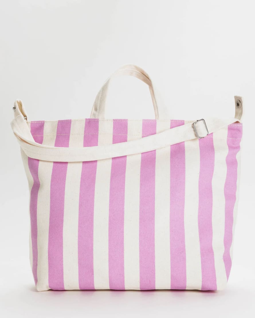 Baggu Horizontal Zip Duck Bag - Pink Awning Stripe 