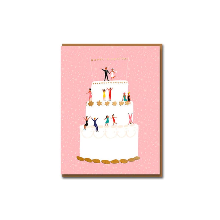 1973 Carolyn Suzuki Happy Wedding Cake Card