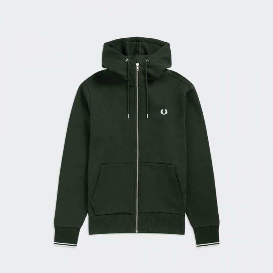 Fred Perry Fred Perry Hooded Zip Through Sweatshirt Night Green