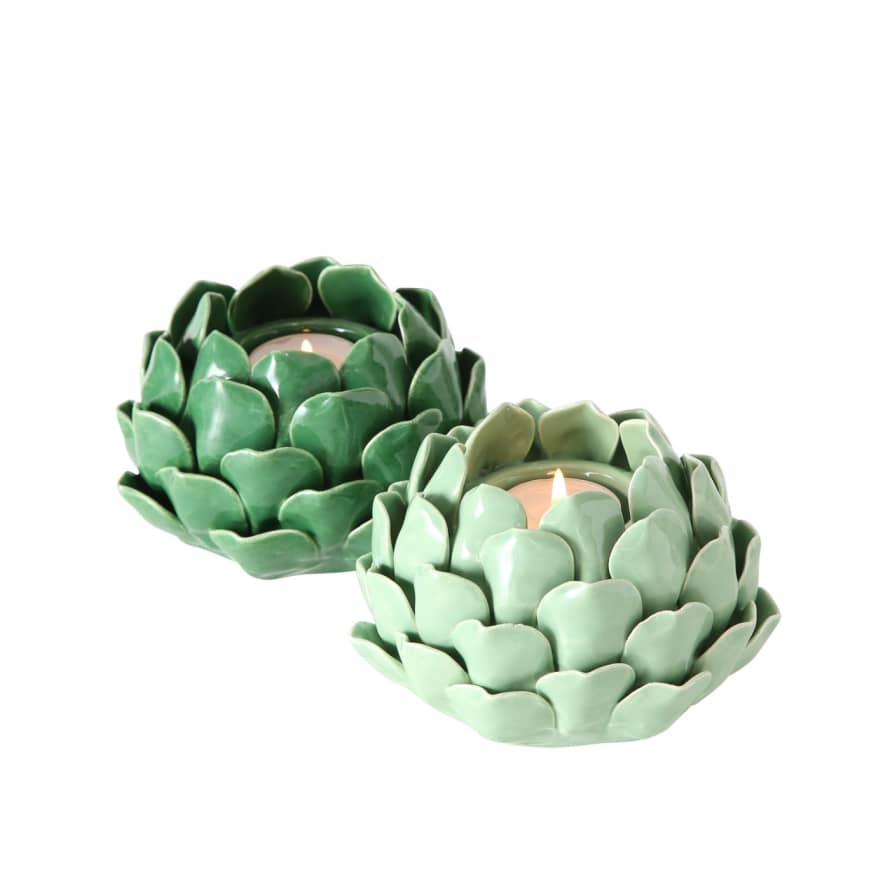 &Quirky Artichoke Ceramic Tealight Candle Holder : Light Green or Dark Green