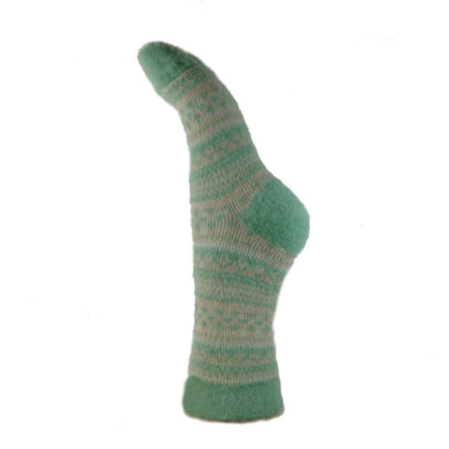 Joya Green Patterned Wool Blend Socks