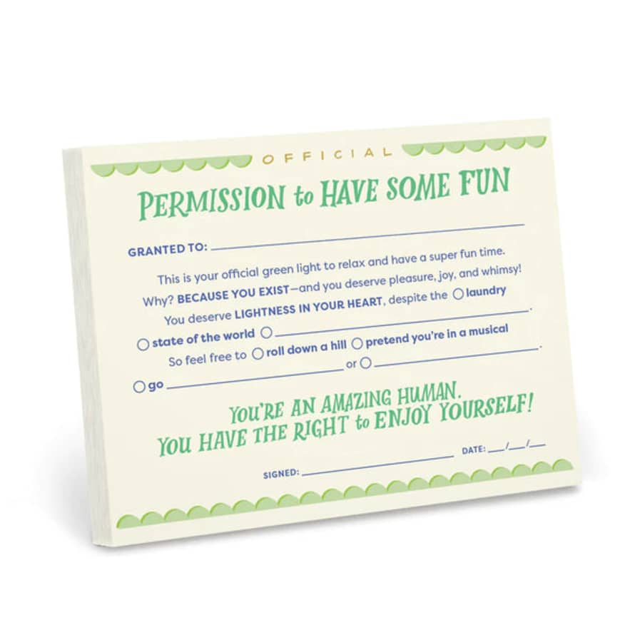 Abrams & Chronicle Permission To Have Some Fun Certificate Note Pad