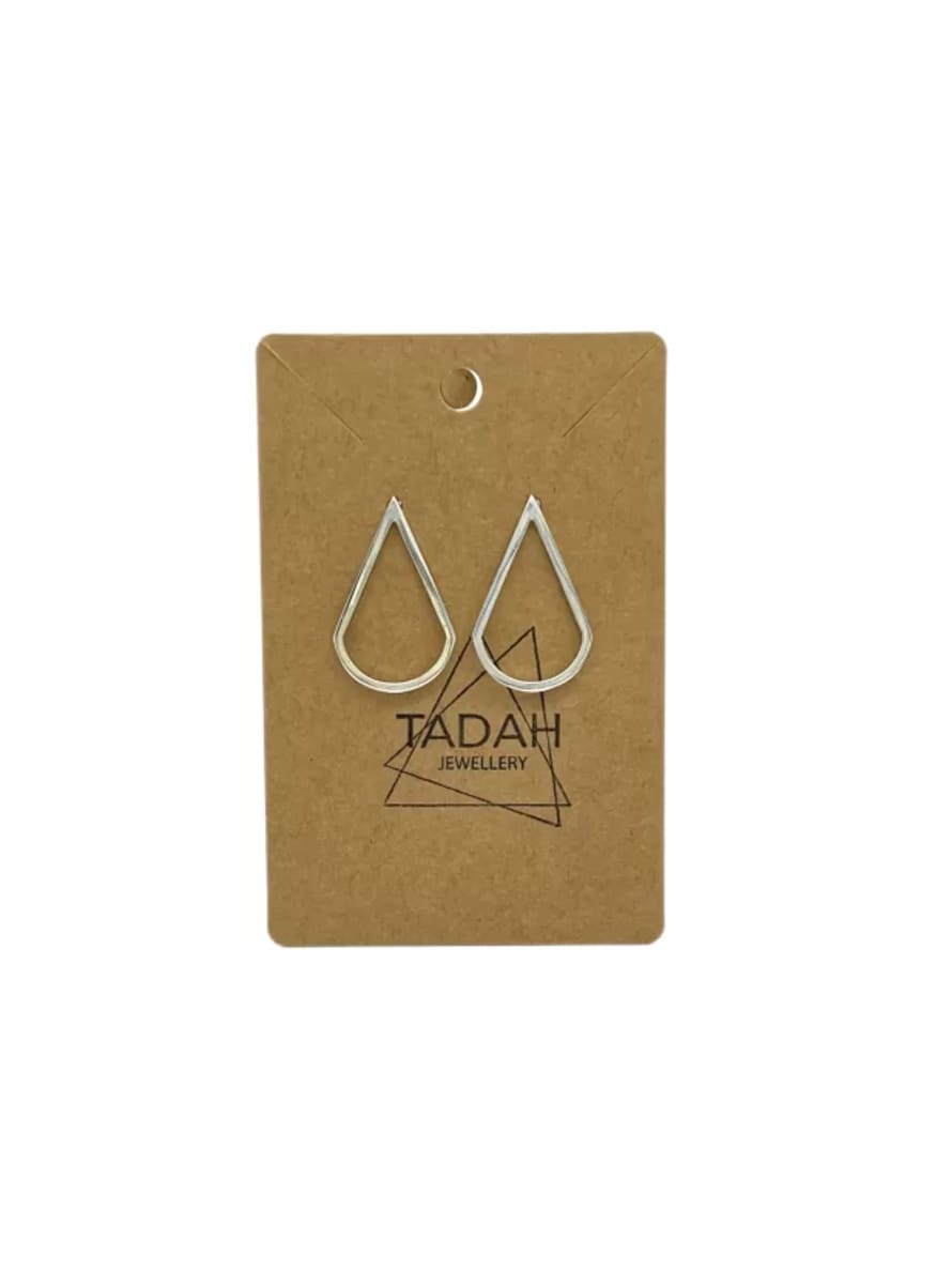 Large Silver Pear Drop Earrings By Tadah