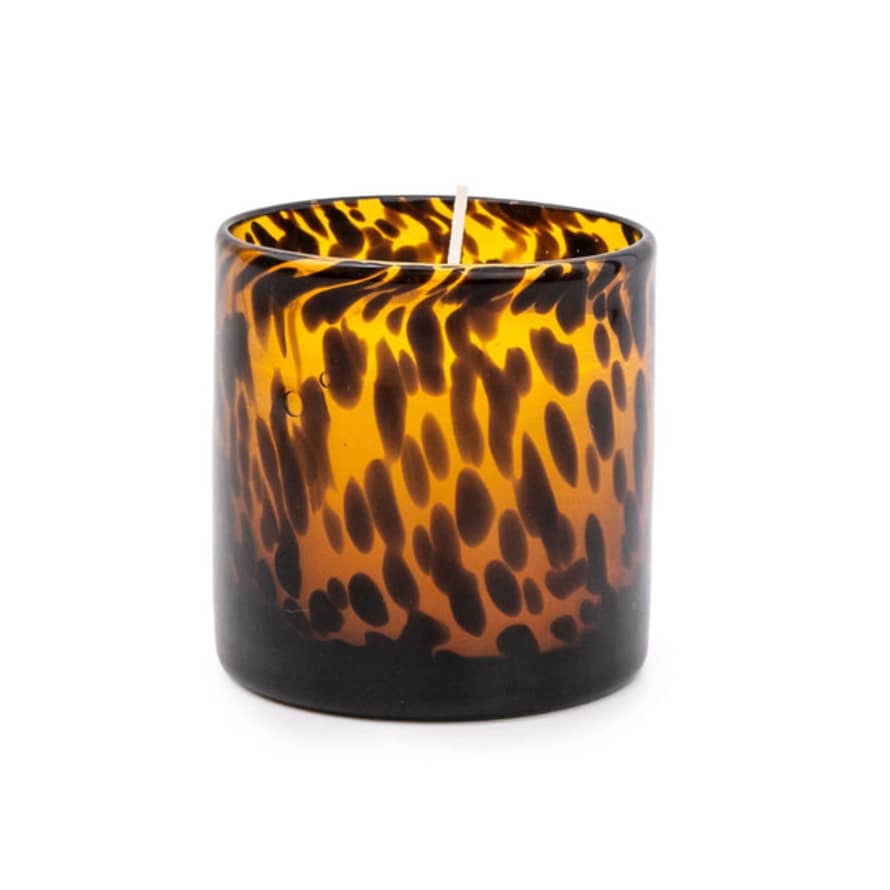 Candlelight Mottled Amber & Black Glass -amber And Shea Scent
