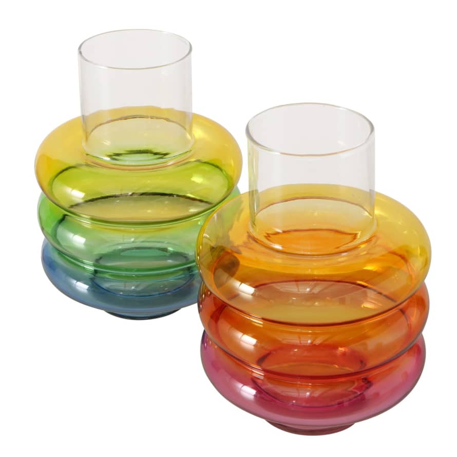 &Quirky Colour Pop Glass Rainbow Bubble Vase : Blue Base or Pink Base
