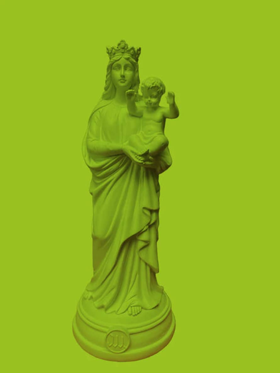 J'AI VU LA VIERGE Verde Mela Statuetta Madonna Con Bambino Cm 29