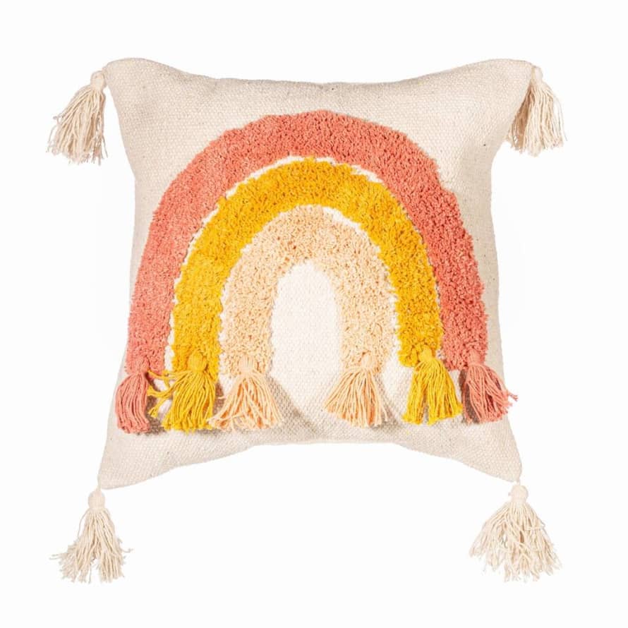 Sass & Belle  Tufted Rainbow Tassel Cushion