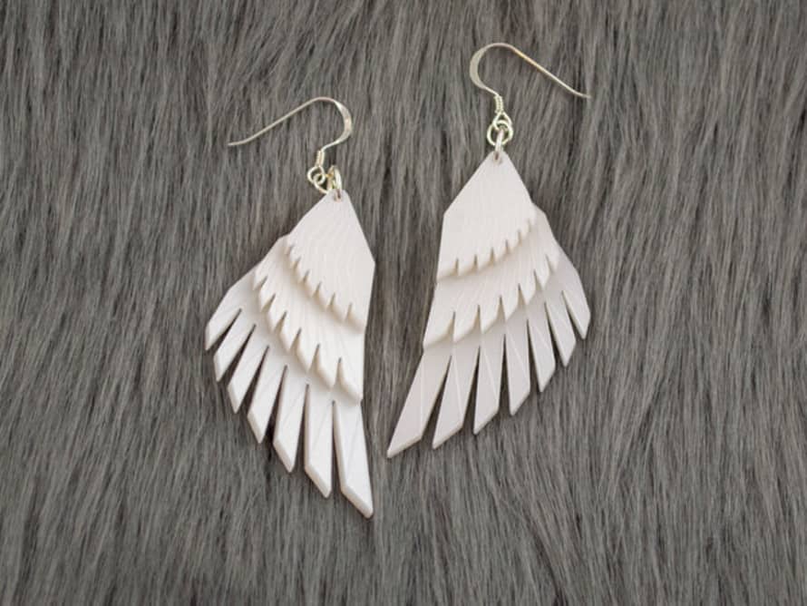 Sstutter White Swan Wing Earrings