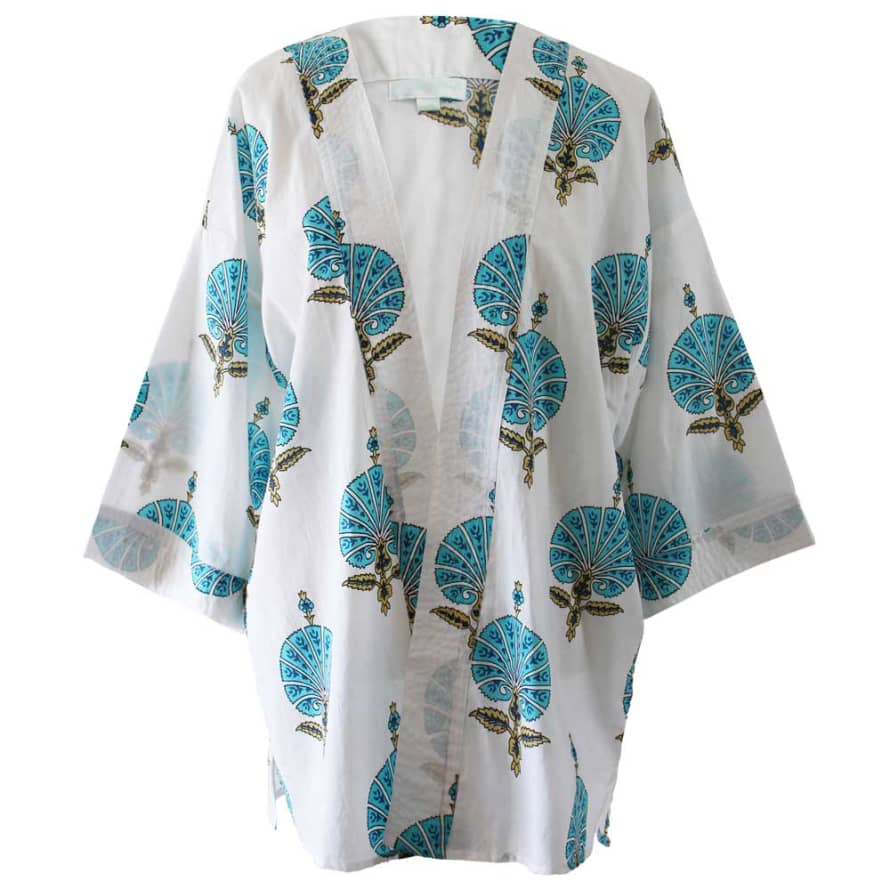 Powell Craft Aqua Shell Print Cotton Summer Jacket