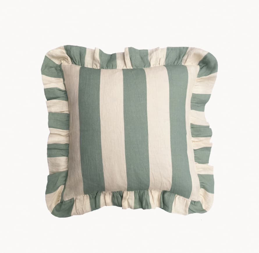 Amuse La Bouche Sea Green Wide Stripe Cushion