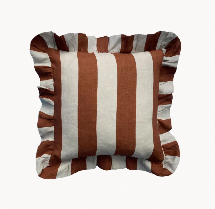 Amuse La Bouche Cinnamon & Oyster Wide Stripe Cushion