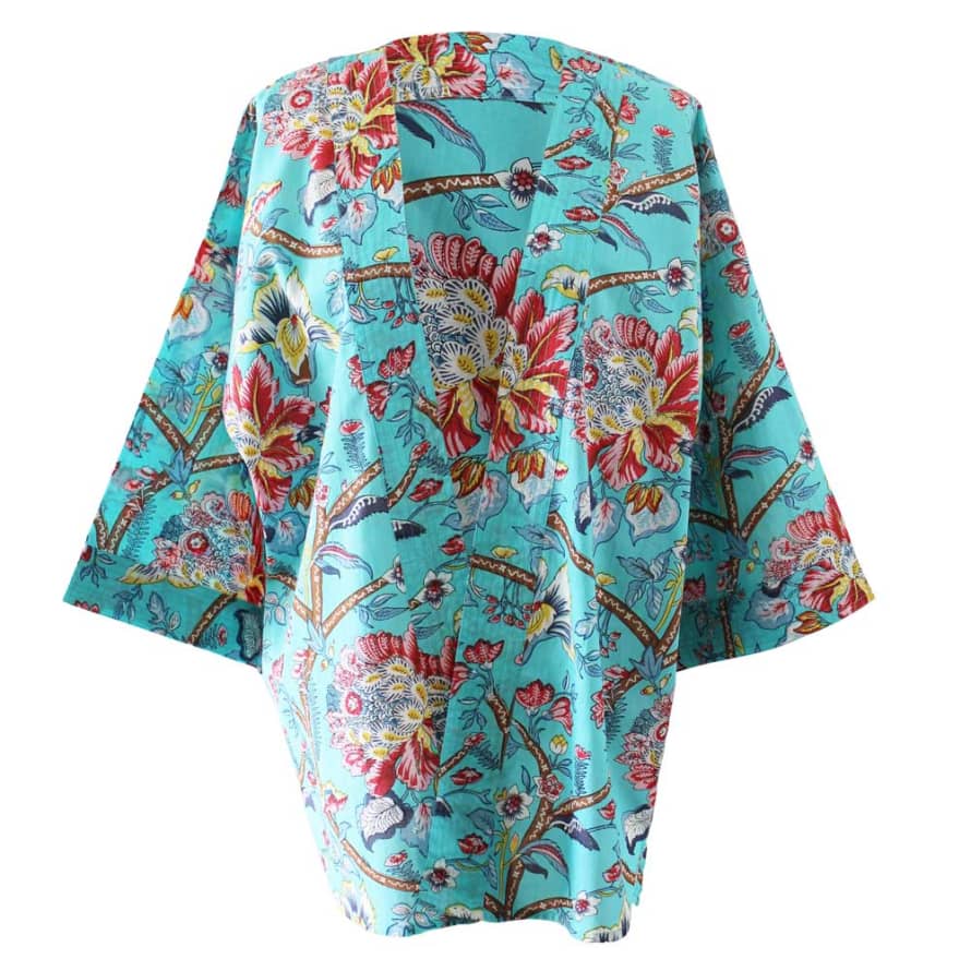 Powell Craft Blue Orchid Print Cotton Summer Jacket