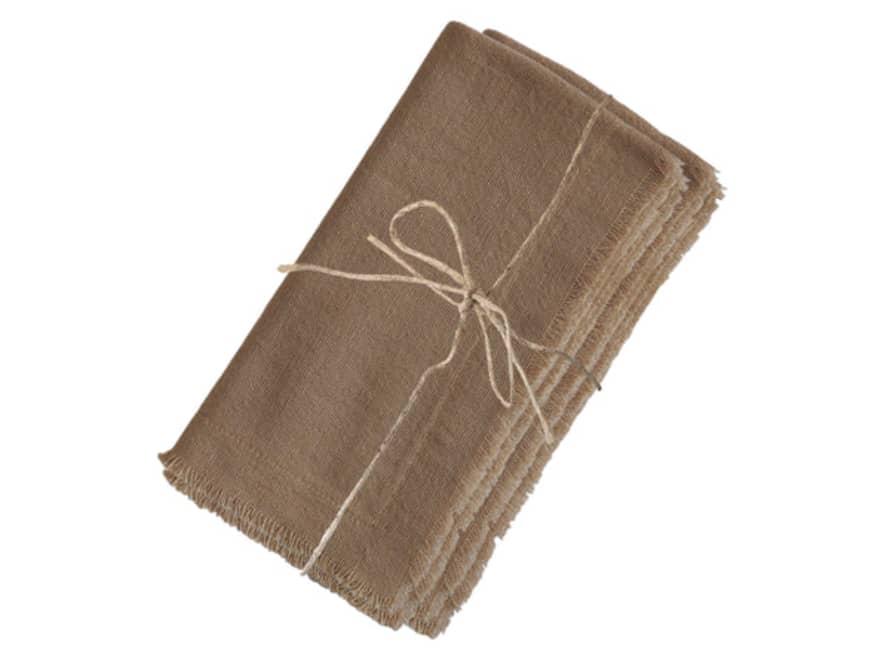 Chic Antique Set Of 4 Cotton Cloth Napkins With Frayed Edges - Colour Options Available