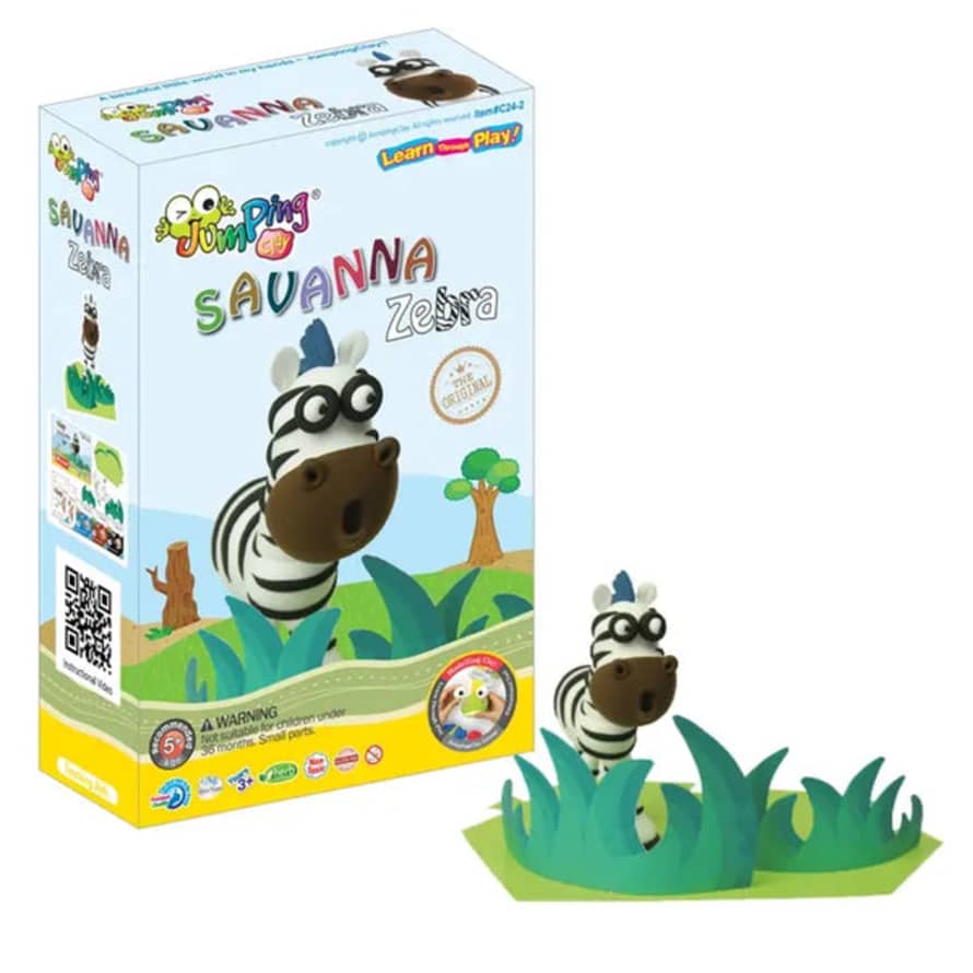 JumpingClay Zebra - Savanah Collection - Air Dry Modelling Clay Kit