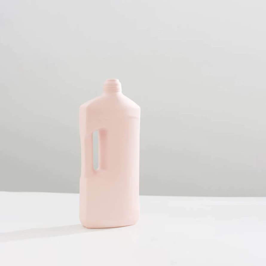 Middle Kingdom Matte Porcelain Motor Oil Bottle Vase in Dusty Pink