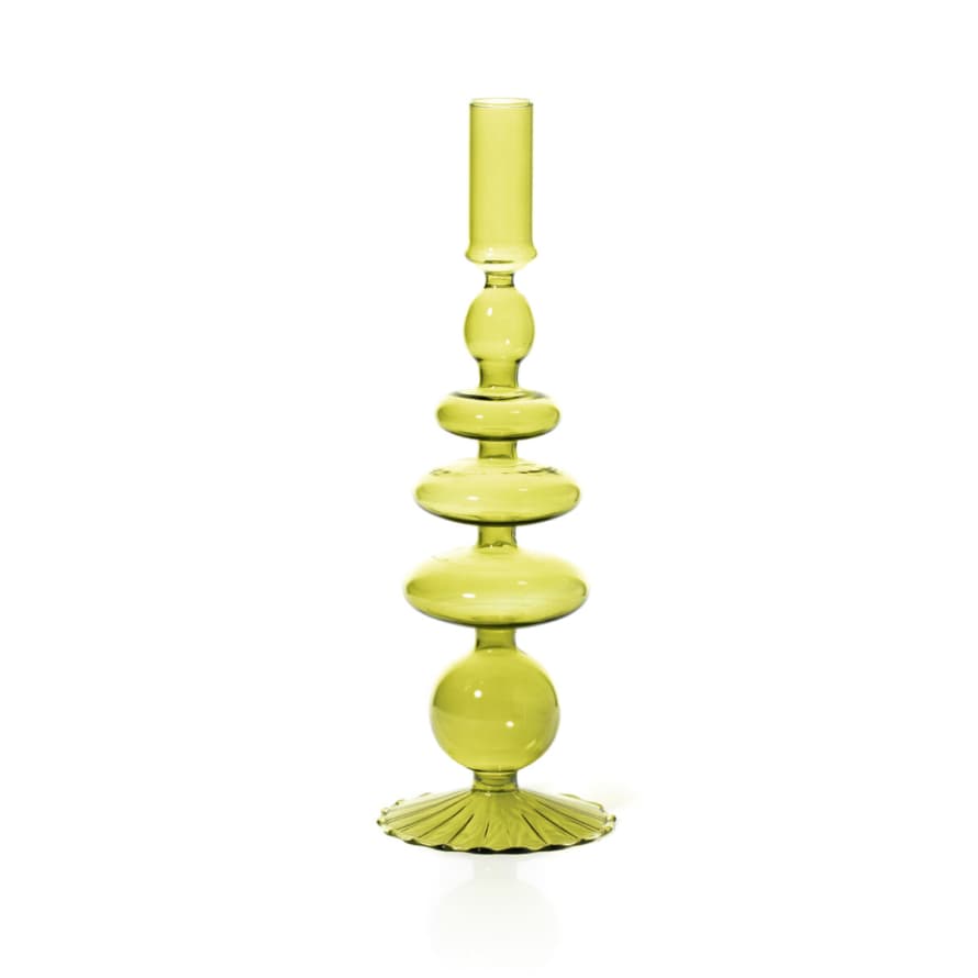The Electronic Lifestyle Maegen Taper Coloured Glass Candle holder - Pear Green