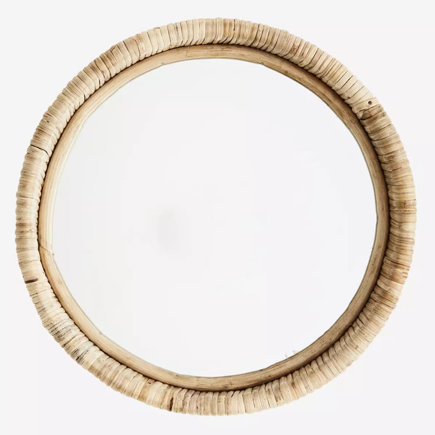 Madam Stoltz Round Mirror/Bamboo Frame