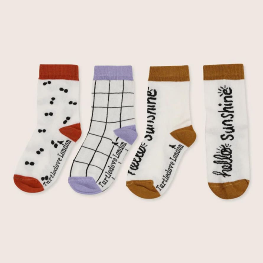 Turtledove London : 3 Pack Printed Socks - Wide Stripe