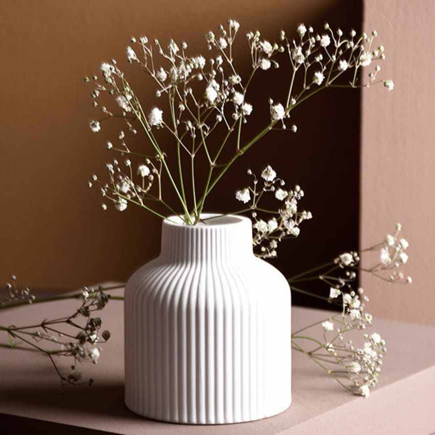 TUSKcollection Lillhagen White Ceramic Vase Small