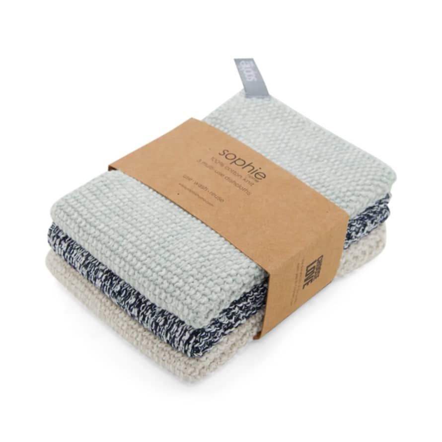 Sophie Home Cotton Knit Dishcloths - Mint Space Dye