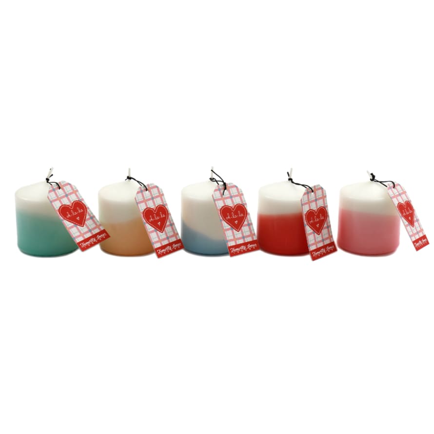 Temerity Jones Colour Pop Ombre Pillar Candle Short: Red, Peach, Blue, Pink or Green